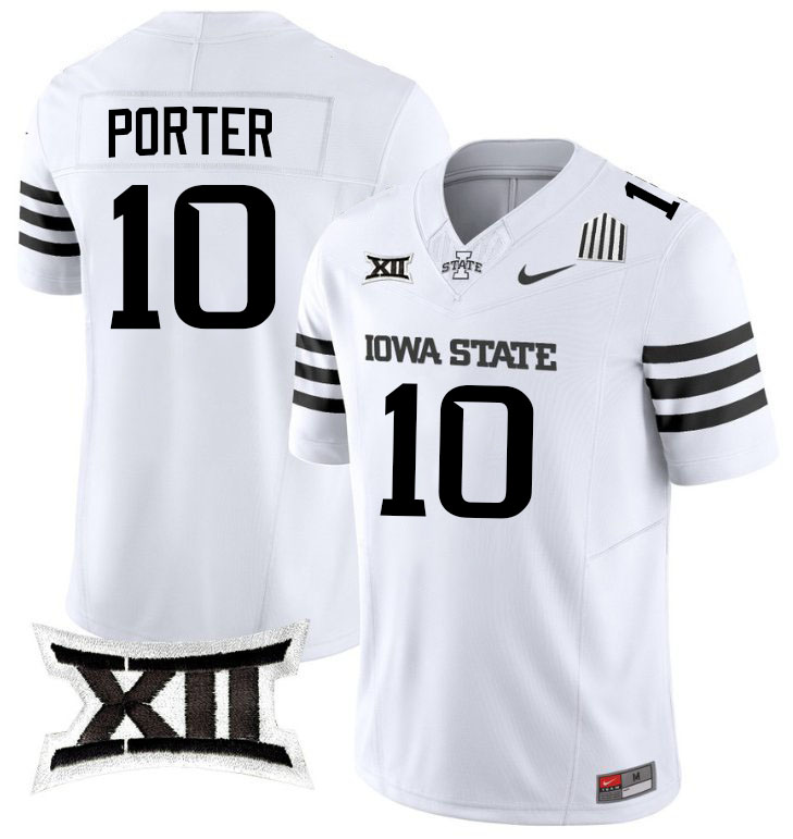 Darien Porter Jersey,Iowa State Cyclones #10 Darien Porter College Jersey Youth-2024 White